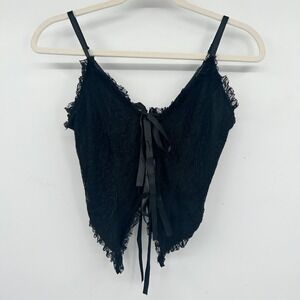 Mixed Threads Womens Y2K Black Lace Tie Front‎ Corset Going Out Top Bustier XS